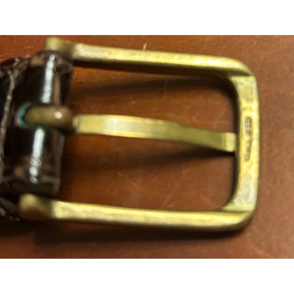 Vintage Brooks Brothers Mens Brown Genuine Alligator Leather Belt Brass USA 36